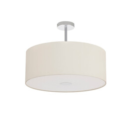 Baymont Polished Chrome 3 Light E27 Semi Flush With 50cm x 20cm Faux Silk Shade Ivory Pearl/White Laminate - thumbnail 5