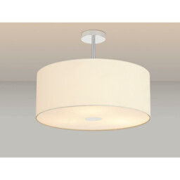 Baymont Polished Chrome 3 Light E27 Semi Flush With 50cm x 20cm Faux Silk Shade Ivory Pearl/White Laminate - thumbnail 2