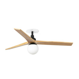 Klim Recessed Medium LED Ceiling Fan Matt Black, Pine Blades