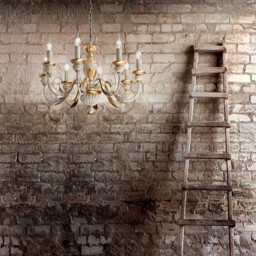Firenze  8 Light Chandelier Ivory, Gold Finish, E14 - thumbnail 2