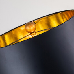 Camilia Table Lamp with Round Shade, Antique Gold and Black - thumbnail 2