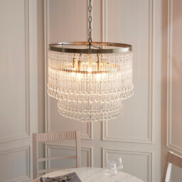 Genevieve Pendant Ceiling Light Antique Brass Plate & Clear Crystal Glass 5x E14 - thumbnail 3