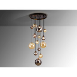 Dark 14 Light Cluster Pendant Ceiling Light Black, Brass, 2-Tone Crystal, G9 - thumbnail 5