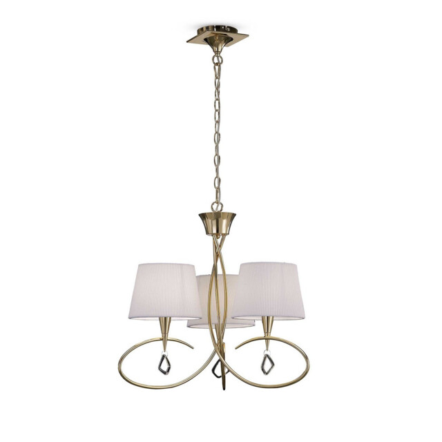 Mara Pendant 3 Light E14, French Gold With Ivory White Shades - image 1