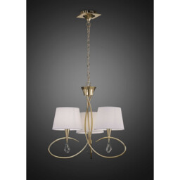 Mara Pendant 3 Light E14, French Gold With Ivory White Shades - thumbnail 2