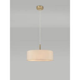 Baymont Antique Brass 5 Light E27 Single Pendant, With 45cm x 15cm Faux Silk Shade, Ivory Pearl/White Laminate - thumbnail 2