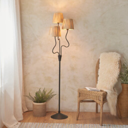 Wriggle Multi Arm Floor Lamp Matt Black, Natural Raffia, 3x E14 - thumbnail 2