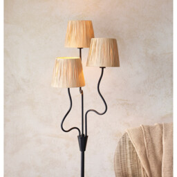 Wriggle Multi Arm Floor Lamp Matt Black, Natural Raffia, 3x E14 - thumbnail 5