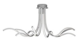 Corinto Semi Flush Ceiling Light 140cm, 80W LED, 3000K, 6400lm Dimmable, Silver Chrome