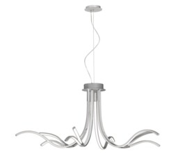 Corinto Semi Flush Ceiling Light 140cm, 80W LED, 3000K, 6400lm Dimmable, Silver Chrome - thumbnail 3
