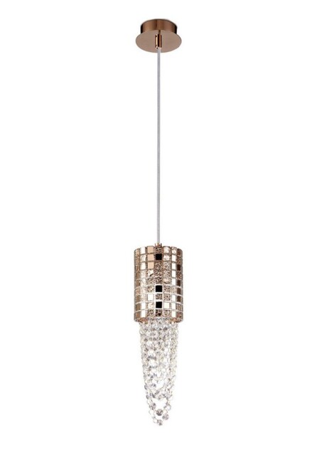 Camden Ceiling Pendant 1 Light G9 Rose Gold, Mosaic Glass, Crystal - image 1