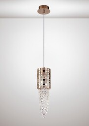 Camden Ceiling Pendant 1 Light G9 Rose Gold, Mosaic Glass, Crystal - thumbnail 2