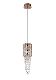 Camden Ceiling Pendant 1 Light G9 Rose Gold, Mosaic Glass, Crystal - thumbnail 1