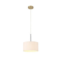 Baymont Antique Brass E27 Single Pendant With 30cm x 17cm Dual Faux Silk Shade, Nude Beige/Moonlight - thumbnail 5