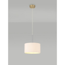 Baymont Antique Brass E27 Single Pendant With 30cm x 17cm Dual Faux Silk Shade, Nude Beige/Moonlight - thumbnail 2