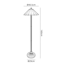 Worcester 2 Light Stepped Design Floor Lamp E27 With 40cm Tiffany Shade, Red, Crystal, Aged Antique Brass - thumbnail 2