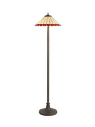 Worcester 2 Light Stepped Design Floor Lamp E27 With 40cm Tiffany Shade, Red, Crystal, Aged Antique Brass - thumbnail 1
