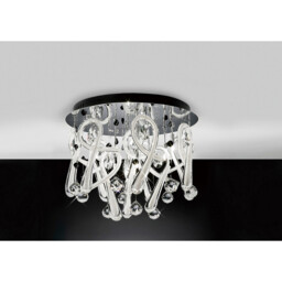 Class Flush Ceiling Round 10 Light G4 Polished Chrome/White Glass/Crystal, NOT LED/CFL Compatible - thumbnail 2
