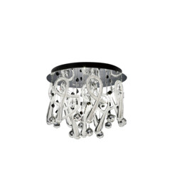 Class Flush Ceiling Round 10 Light G4 Polished Chrome/White Glass/Crystal, NOT LED/CFL Compatible - thumbnail 1