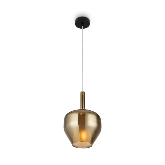 Duality Modern 20cm Dome Pendant Ceiling Light Black 1xE27 Gold Shade - image 1