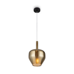 Duality Modern 20cm Dome Pendant Ceiling Light Black 1xE27 Gold Shade - thumbnail 1