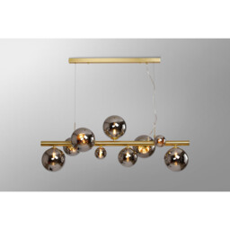 Marshall Linear Ceiling Pendant, 9 Light G9, Satin Gold, Chrome Plated Glass - thumbnail 3
