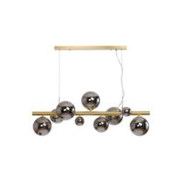 Marshall Linear Ceiling Pendant, 9 Light G9, Satin Gold, Chrome Plated Glass - thumbnail 5