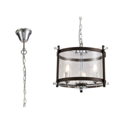 Nolan Single 36cm Pendant 3 Light E14 Brown Oxide/Polished Chrome - thumbnail 1