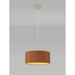 Baymont Polished Chrome E27 Universal Single Pendant With 40cm x 18cm Dual Faux Silk Shade, Raw Cocoa/Grecian Bronze - thumbnail 2