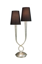 Paola Table Lamp 2 Light E14, Silver Painted with Black Shades - thumbnail 1