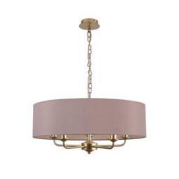 Banyan 5 Light Multi Arm Pendant With 60cm x 15cm Dual Faux Silk Fabric Shade Champagne Gold/Taupe - thumbnail 5