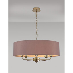 Banyan 5 Light Multi Arm Pendant With 60cm x 15cm Dual Faux Silk Fabric Shade Champagne Gold/Taupe - thumbnail 2