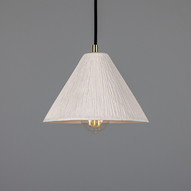 Tilia Ceramic Dome Pendant, Matte White, Polished Brass - image 1