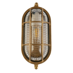 Bulkhead Oval Outdoor Light Solid Brass, Ribbed Glass - thumbnail 2
