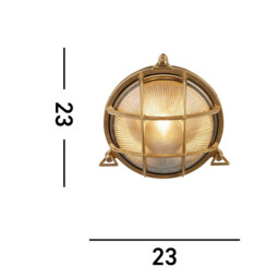 Bulkhead Oval Outdoor Light Solid Brass, Ribbed Glass - thumbnail 3