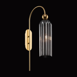 Antic Modern Wall Lamp Gold, Glass Grey Shade - thumbnail 2