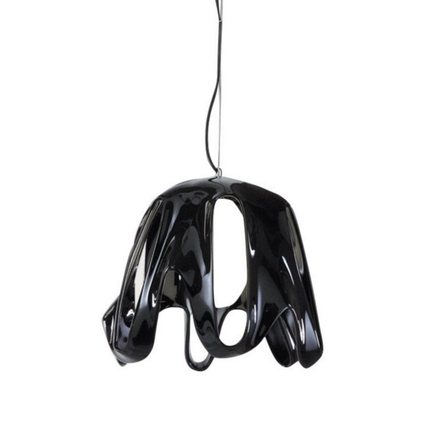 Phantom Dome Ceiling Pendant E27, Gloss Black, Frosted White Glass, Polished Chrome - image 1