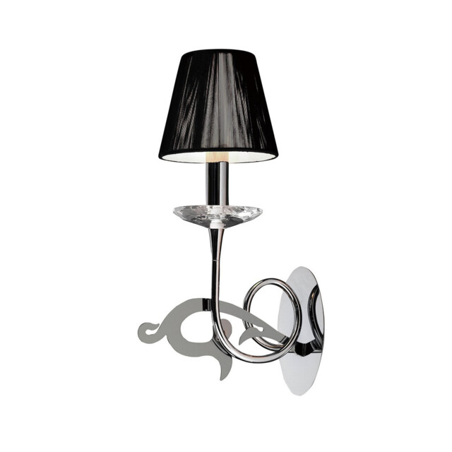 Acanto Wall Lamp Switched 1 Light E14, Polished Chrome With Black Shade - image 1