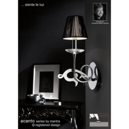 Acanto Wall Lamp Switched 1 Light E14, Polished Chrome With Black Shade - thumbnail 2