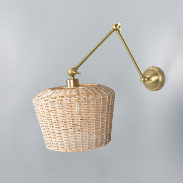 Manila Rattan Large Wall Light, Satin Brass - image 1