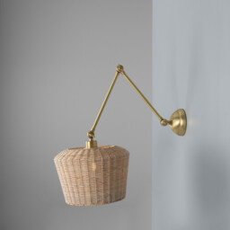Manila Rattan Large Wall Light, Satin Brass - thumbnail 5