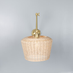 Manila Rattan Large Wall Light, Satin Brass - thumbnail 2