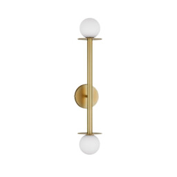 Pielo 2 Light Wall Lamp Brass Gold Metal Opal Glass LED G9 - thumbnail 1