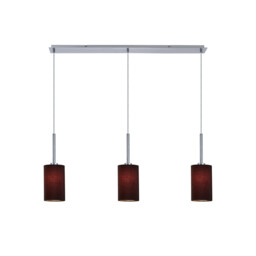 Baymont Polished Chrome 3 Light E27 Linear Pendant, With 12cm x 20cm Faux Silk Shade, Black - thumbnail 1