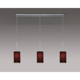 Baymont Polished Chrome 3 Light E27 Linear Pendant, With 12cm x 20cm Faux Silk Shade, Black - thumbnail 2