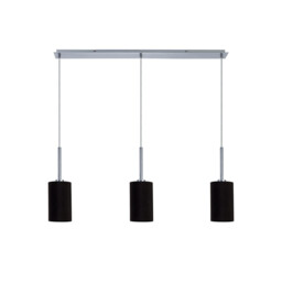 Baymont Polished Chrome 3 Light E27 Linear Pendant, With 12cm x 20cm Faux Silk Shade, Black - thumbnail 5