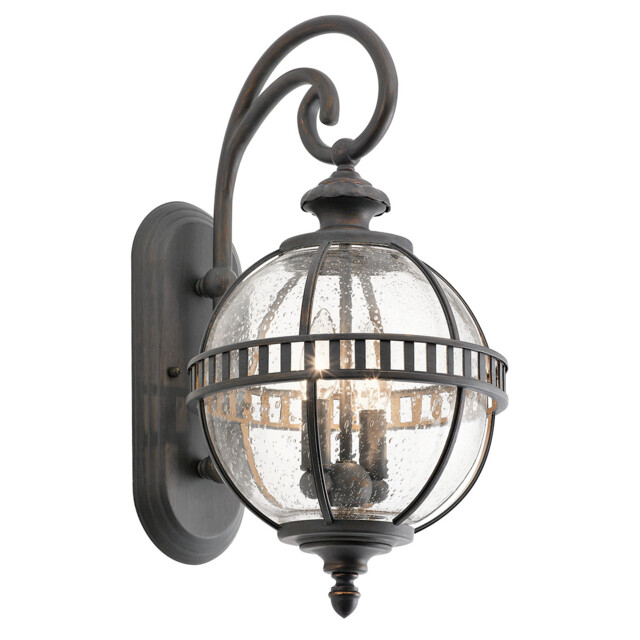 Halleron 2 Light Outdoor Globe Wall Lantern Light Grey IP44, E14 - image 1