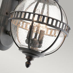 Halleron 2 Light Outdoor Globe Wall Lantern Light Grey IP44, E14 - thumbnail 3
