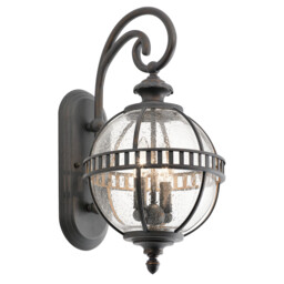 Halleron 2 Light Outdoor Globe Wall Lantern Light Grey IP44, E14 - thumbnail 1