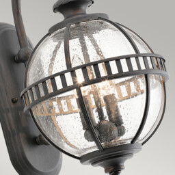 Halleron 2 Light Outdoor Globe Wall Lantern Light Grey IP44, E14 - thumbnail 5